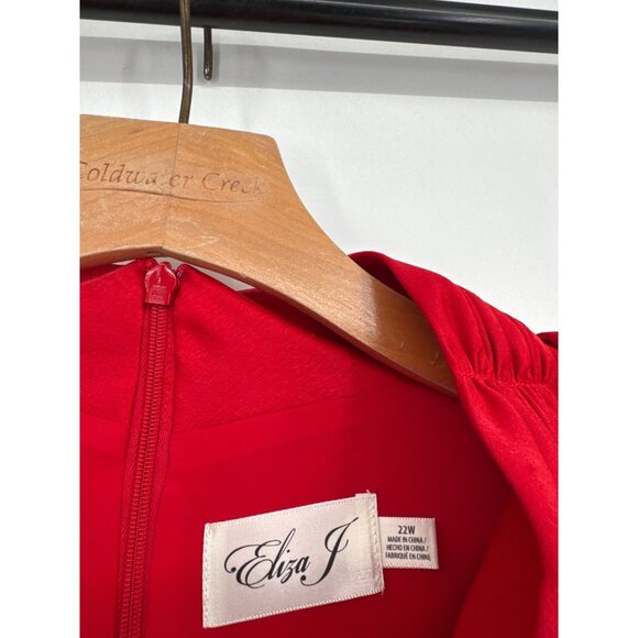 Eliza J Womens Red Bow Detail A-Line Dress size 22W plus new $169 - Picture 3 of 7